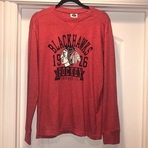 NHL Red Chicago Blackhawks Hockey LS T-Shirt Large